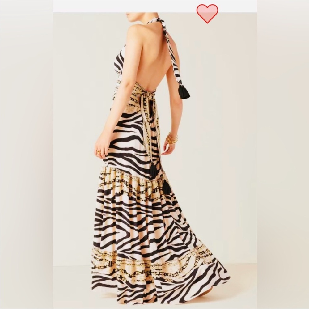 FIGUE Vivienne Animal Zebra Print Halter Maxi Dress NWT $795 - Picture 7 of 10